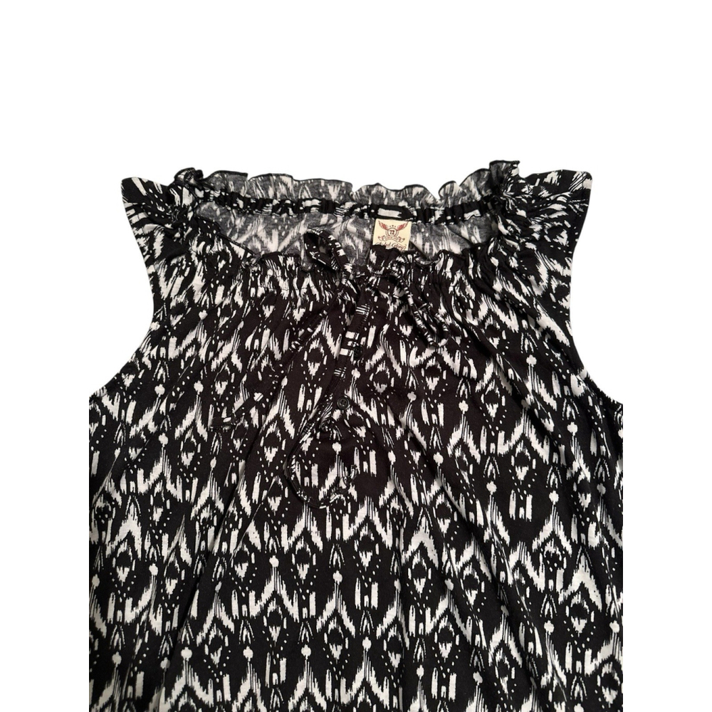 Faded Glory Smocked Blouse Womens 1X / 16W Black & White Summer Lightweight - Picture 2 of 12